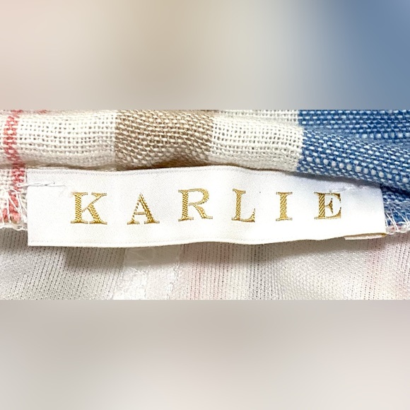 Karlie Womens S Blue White Stripe Sleeveless Jumpsuit Preppy Feminine Classic - Picture 13 of 14